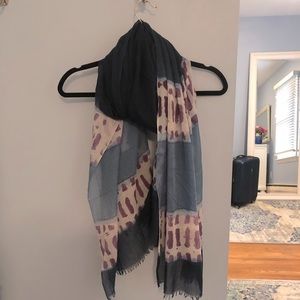 Blue and purple tie dye scarf